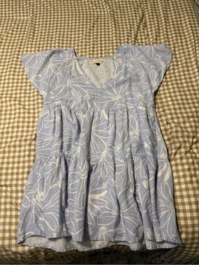 Target Universal Thread Blue Floral Tiered Mini Dress | Flutter Sleeve | Large